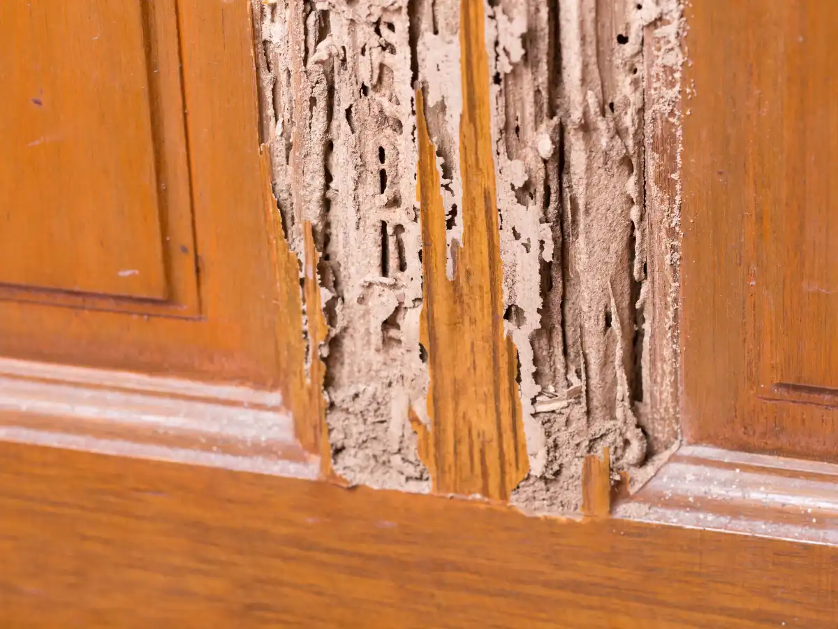 Termite Lucifuga che sta infestando una porta di legno